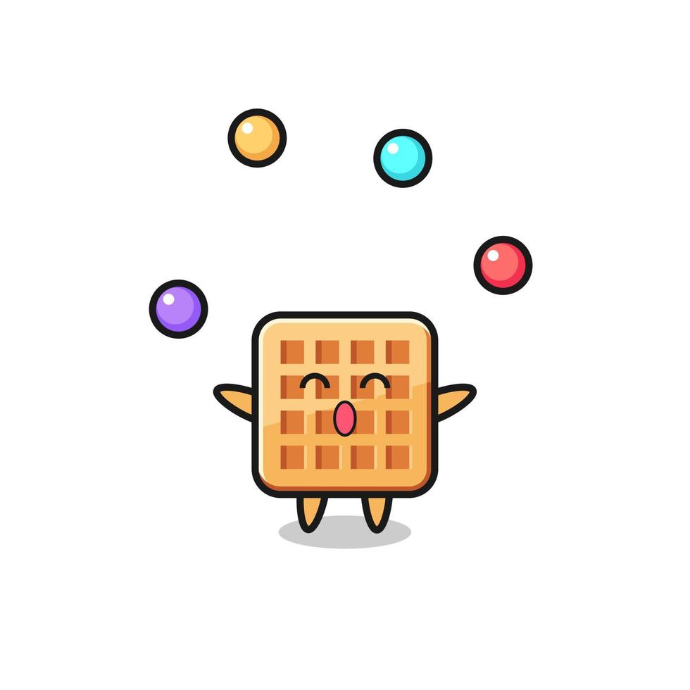 the waffle circus cartoon juggling a ball vector