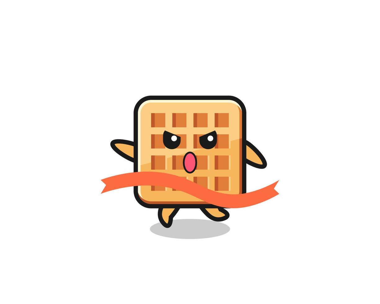 cute waffle illustration is reaching the finish vector