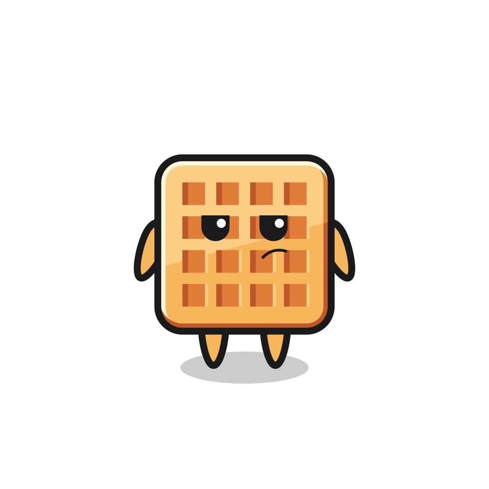 cute waffle character with suspicious expression vector