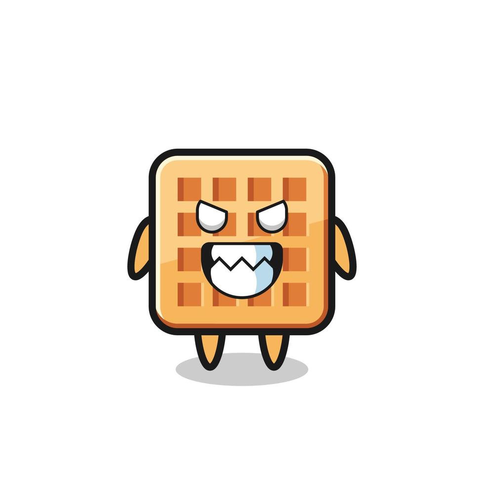 expresión malvada del personaje de mascota lindo waffle vector