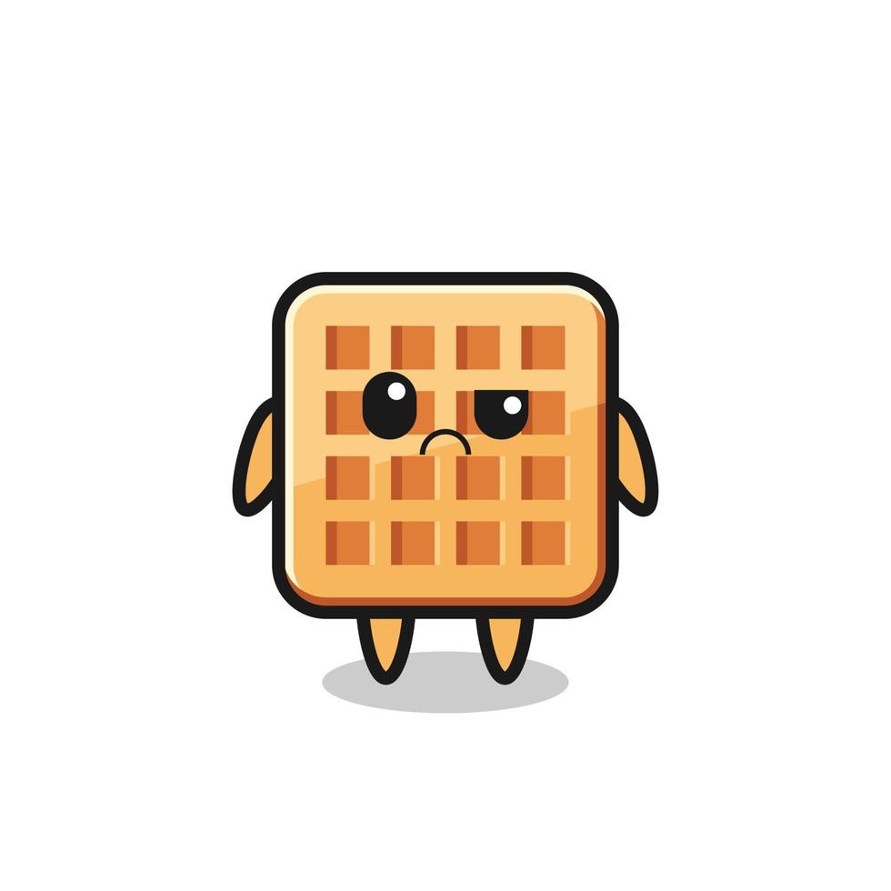 the mascot of the waffle with sceptical face vector