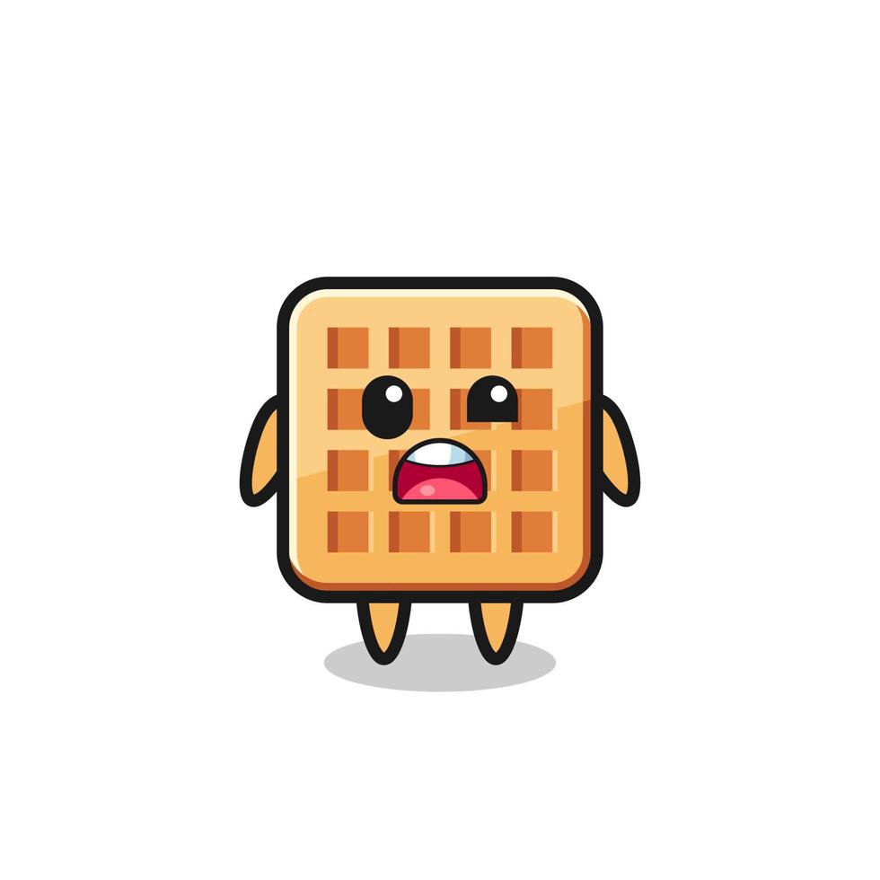 the shocked face of the cute waffle mascot vector