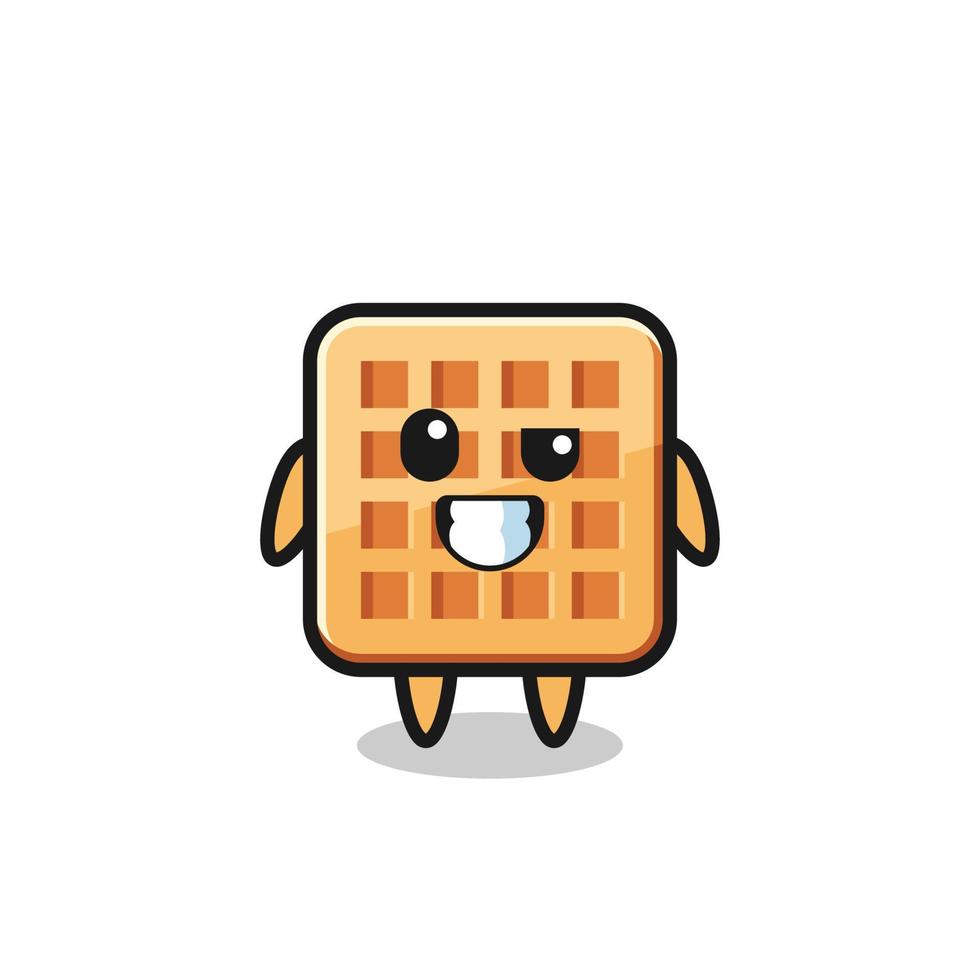 cute waffle mascot with an optimistic face vector