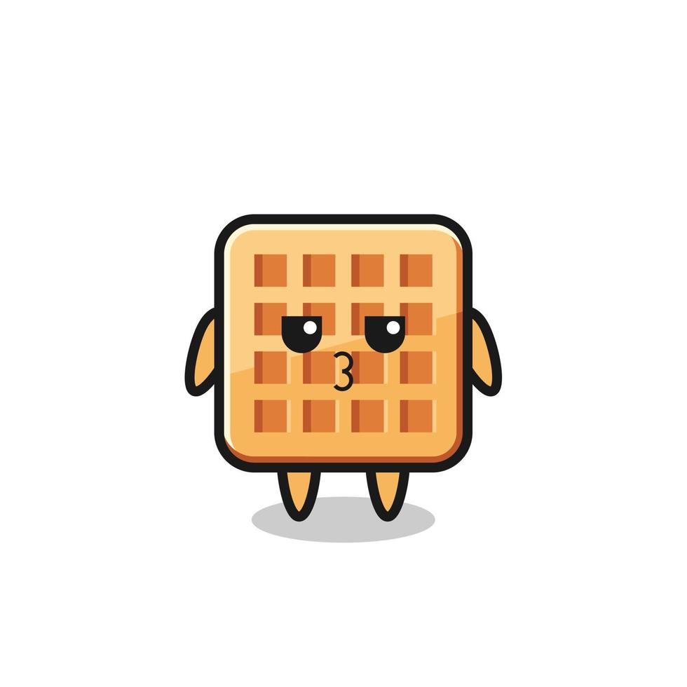 the bored expression of cute waffle characters vector