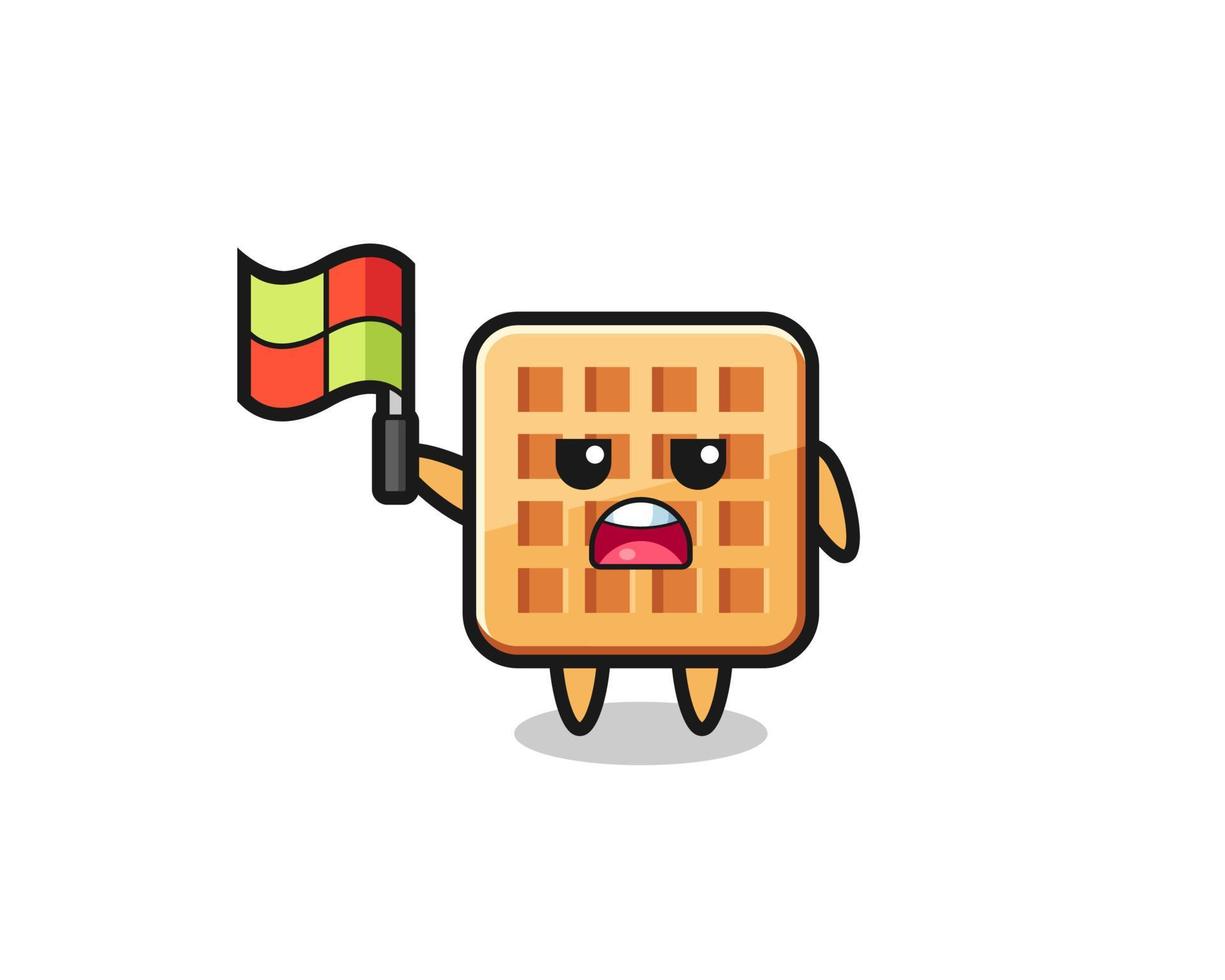 waffle character as line judge putting the flag up vector