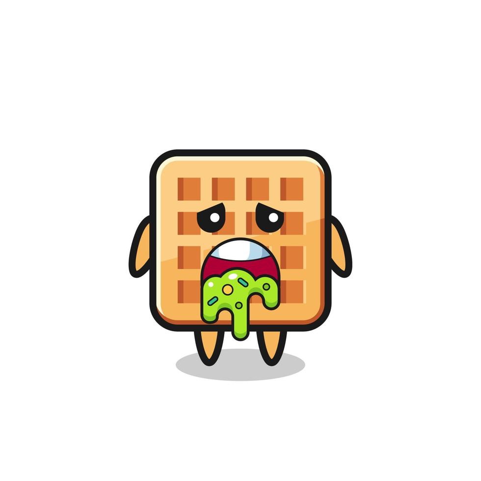 the cute waffle character with puke vector