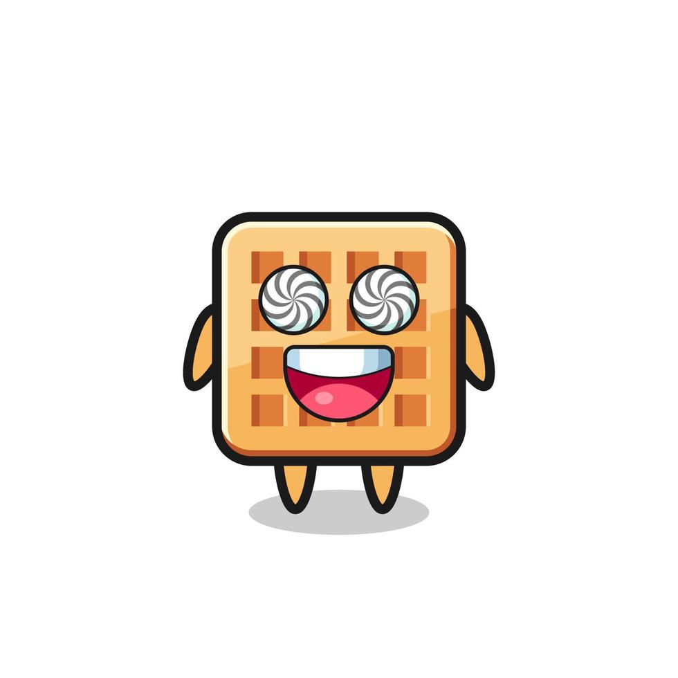 cute waffle character with hypnotized eyes vector