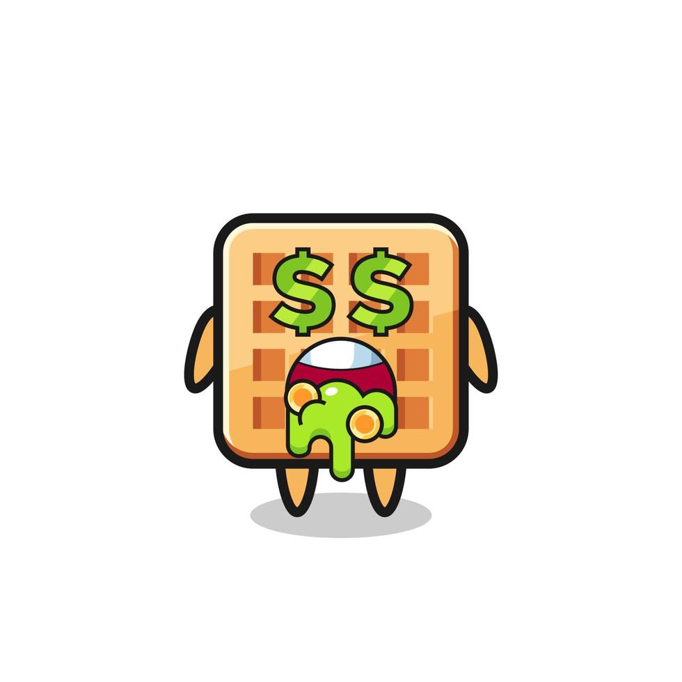 waffle character with an expression of crazy about money vector