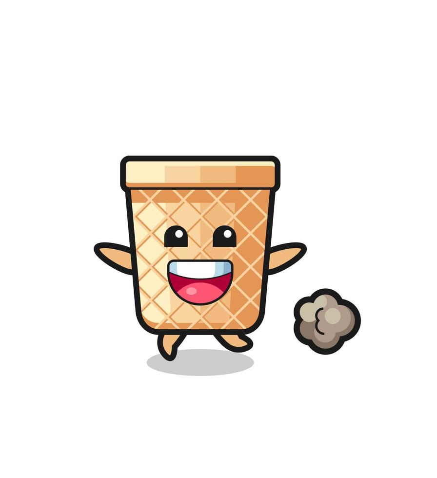 the happy waffle cone cartoon with running pose vector