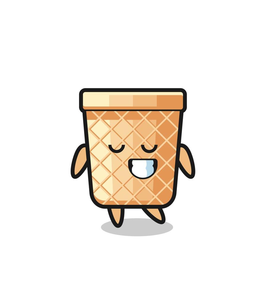 waffle cone cartoon illustration with a shy expression vector