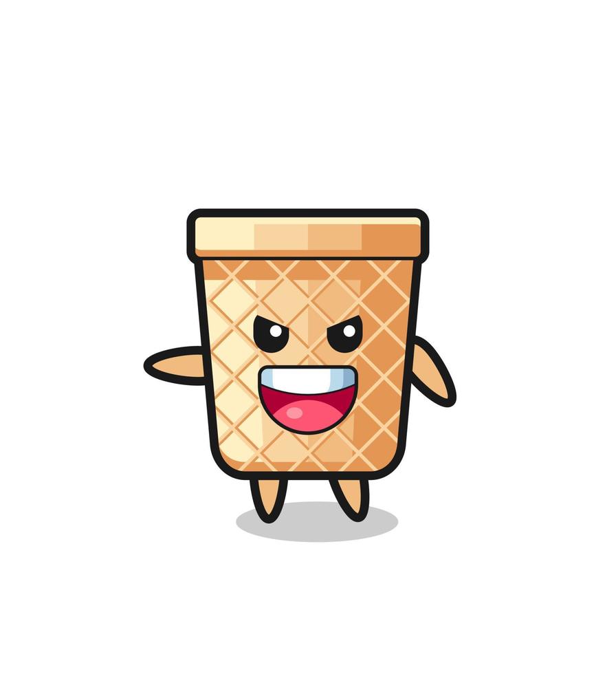 waffle cone cartoon with very excited pose vector