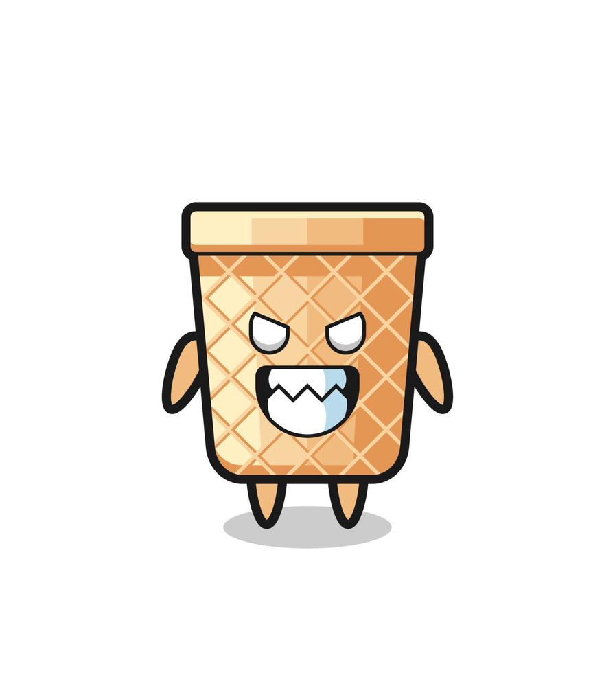 expresión malvada del cono de galleta lindo personaje de mascota vector