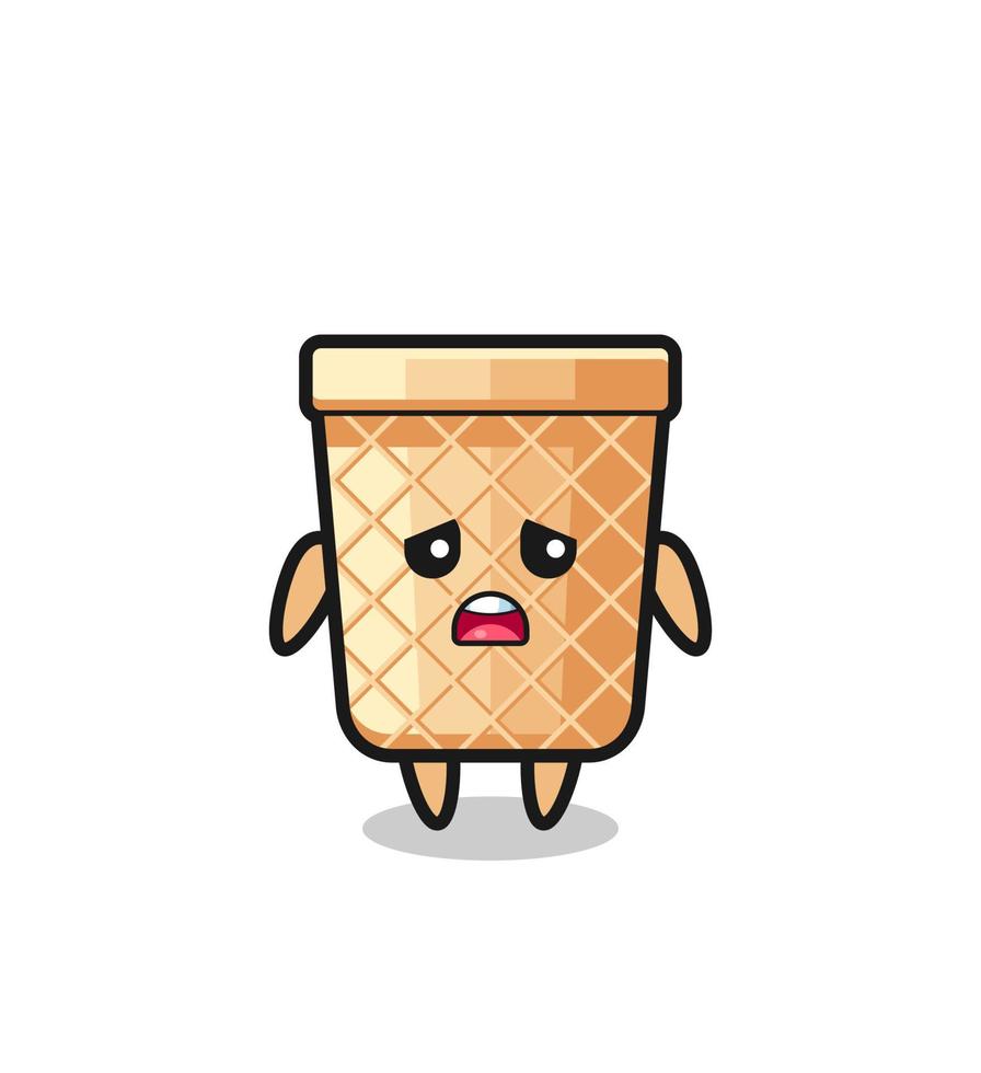 disappointed expression of the waffle cone cartoon vector