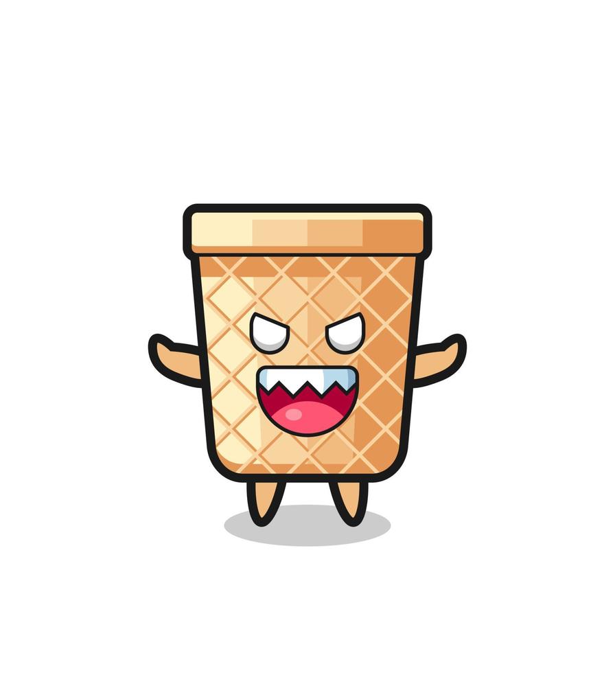 illustration of evil waffle cone mascot character vector