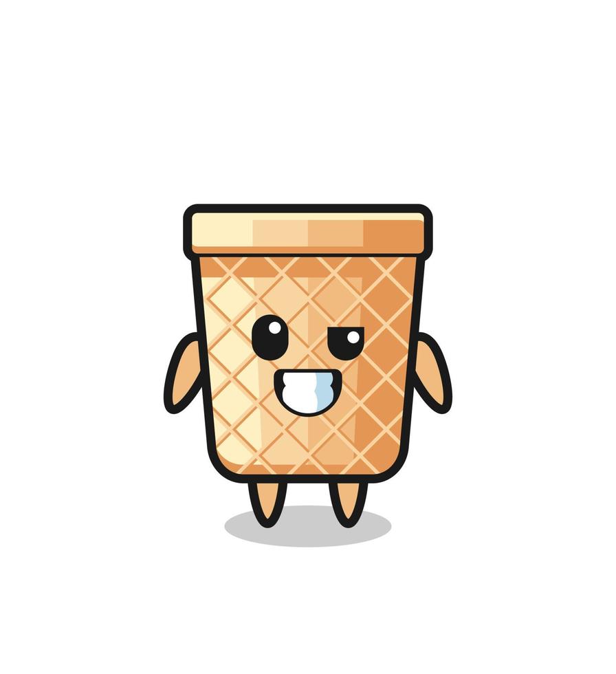 cute waffle cone mascot with an optimistic face vector