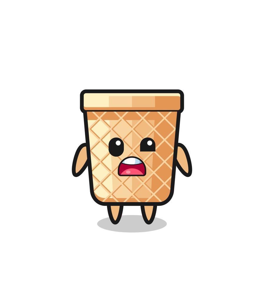 the shocked face of the cute waffle cone mascot vector