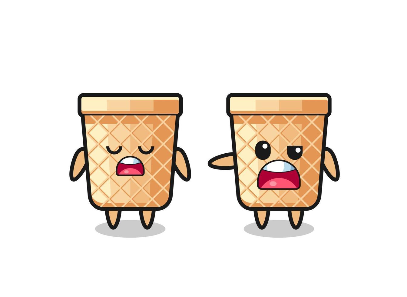 illustration of the argue between two cute waffle cone characters vector