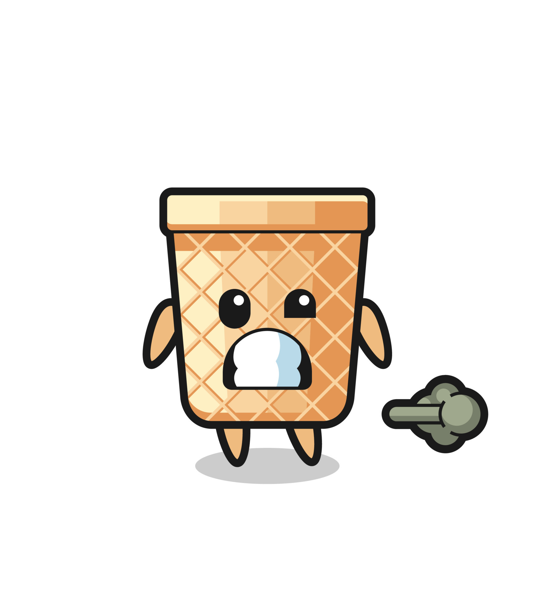 the illustration of the waffle cone cartoon doing fart 6743920 Vector