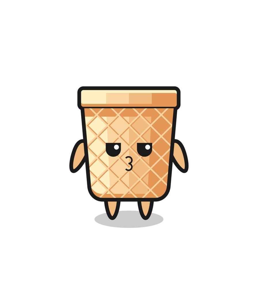 the bored expression of cute waffle cone characters vector