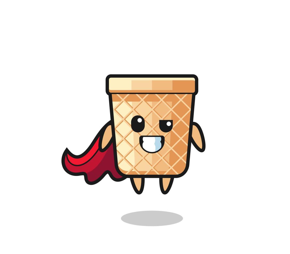 the cute waffle cone character as a flying superhero vector