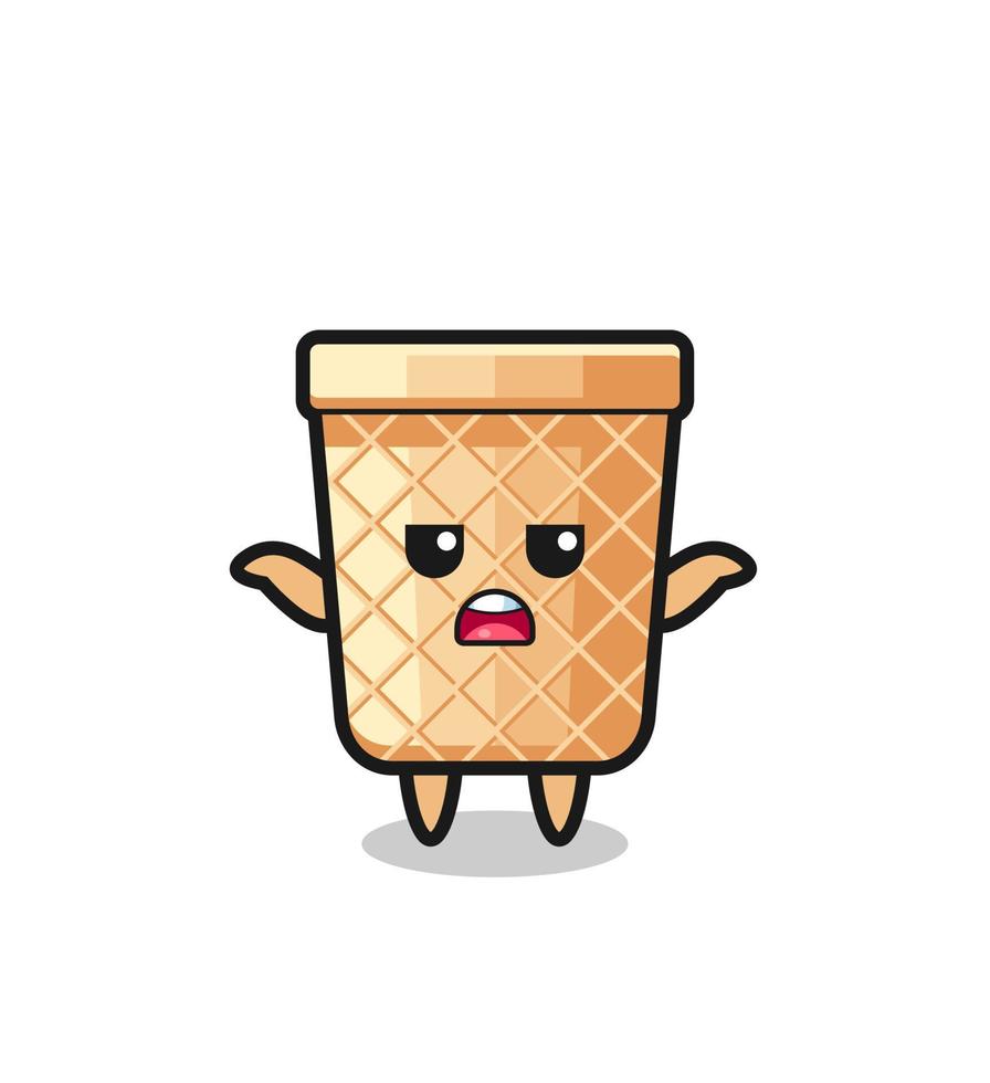waffle cone mascot character saying I do not know vector