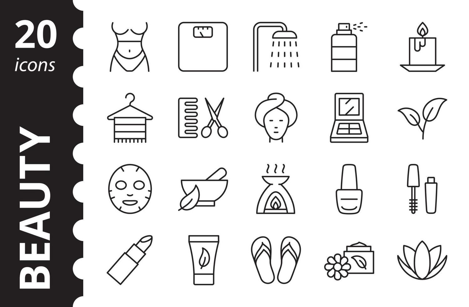 iconos de línea de spa y belleza. símbolos aislados simples. vector