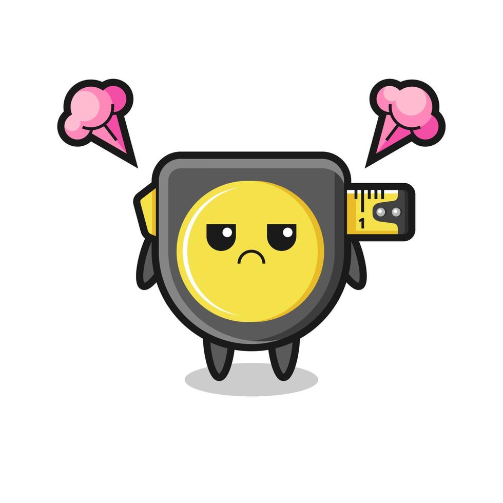 annoyed expression of the cute tape measure cartoon character vector