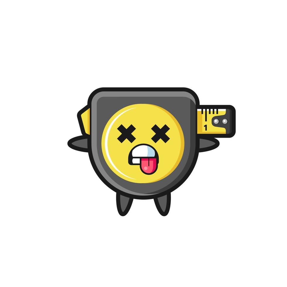 character of the cute tape measure with dead pose vector