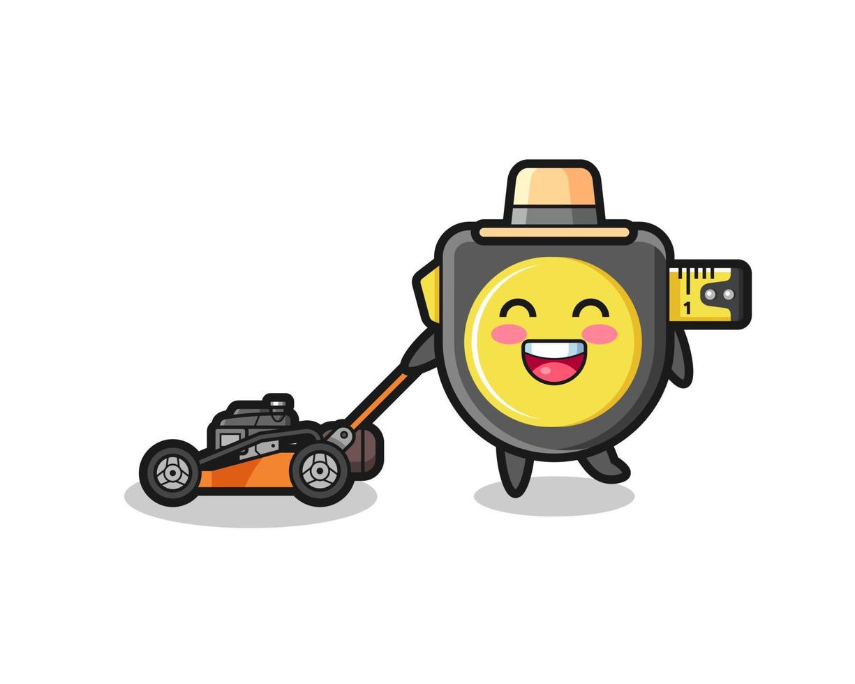illustration of the tape measure character using lawn mower vector