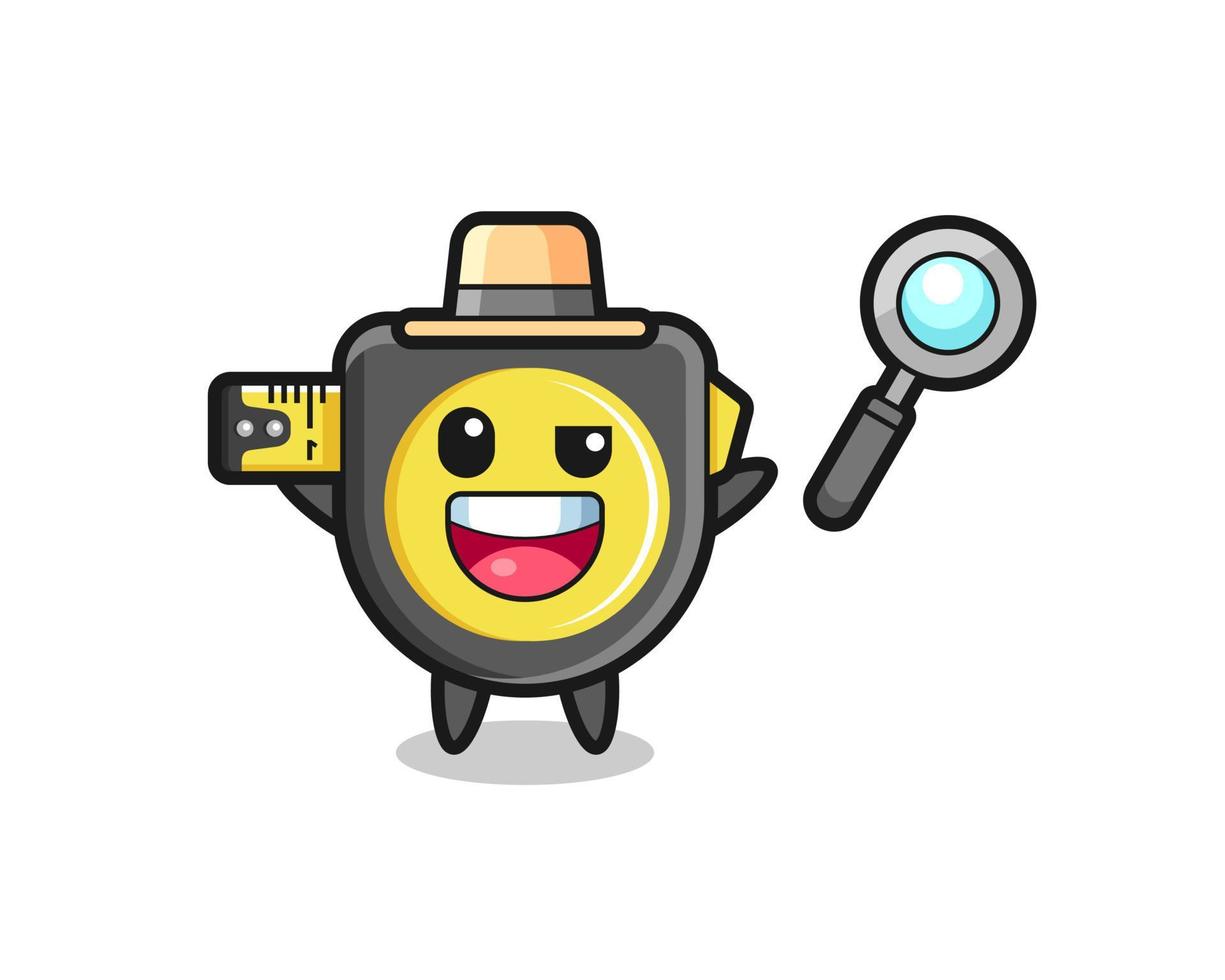 illustration of the tape measure mascot as a detective who manages to solve a case vector