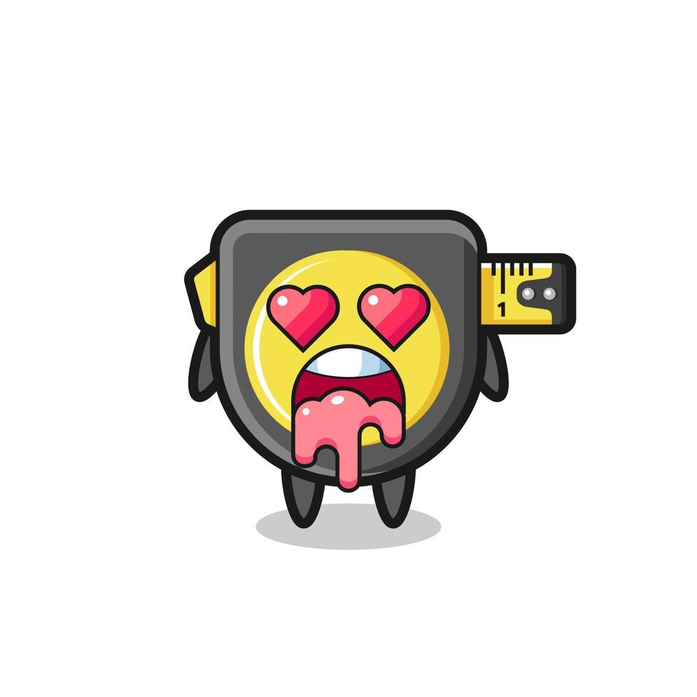 the falling in love expression of a cute tape measure with heart shaped eyes vector