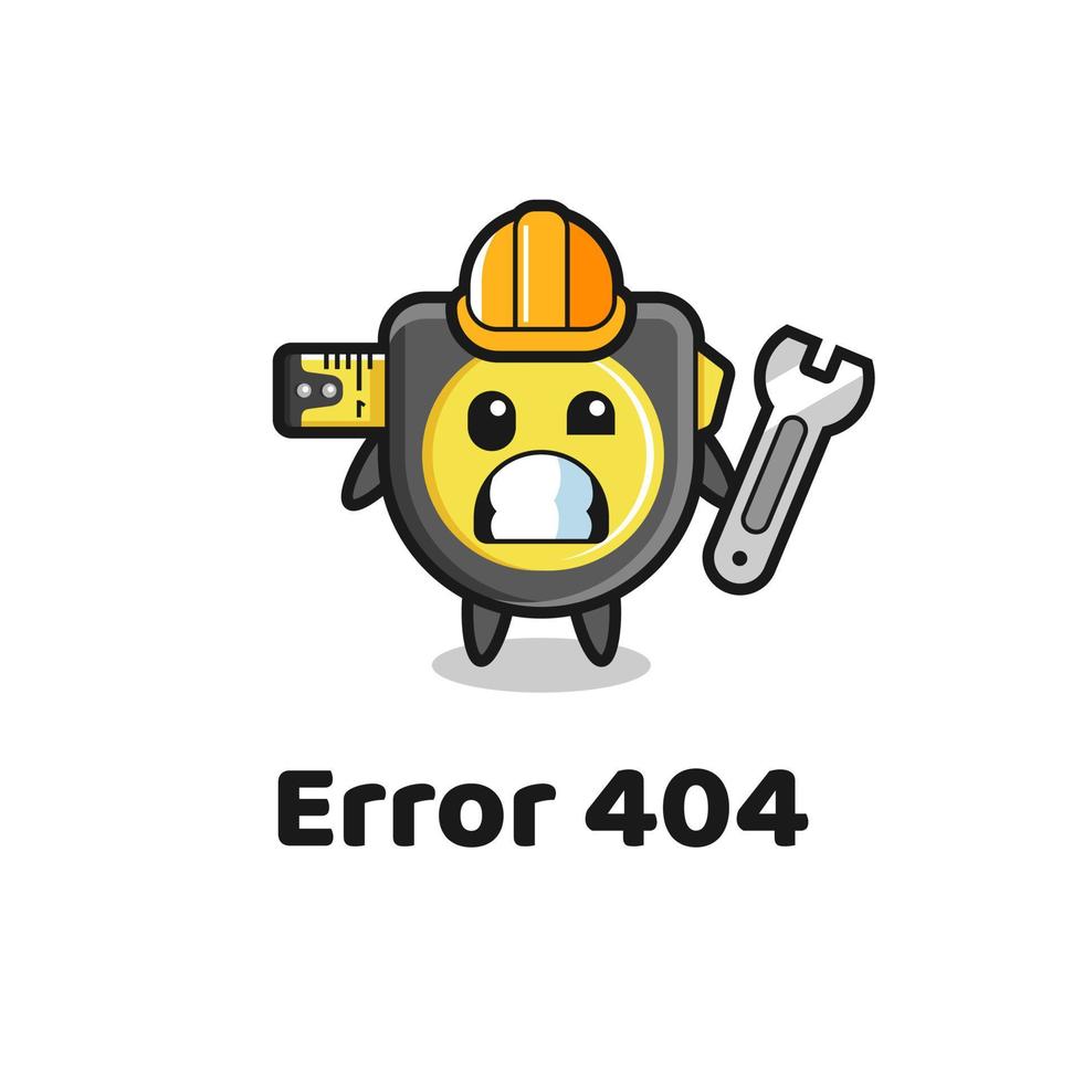 error 404 con la linda mascota de la cinta métrica vector