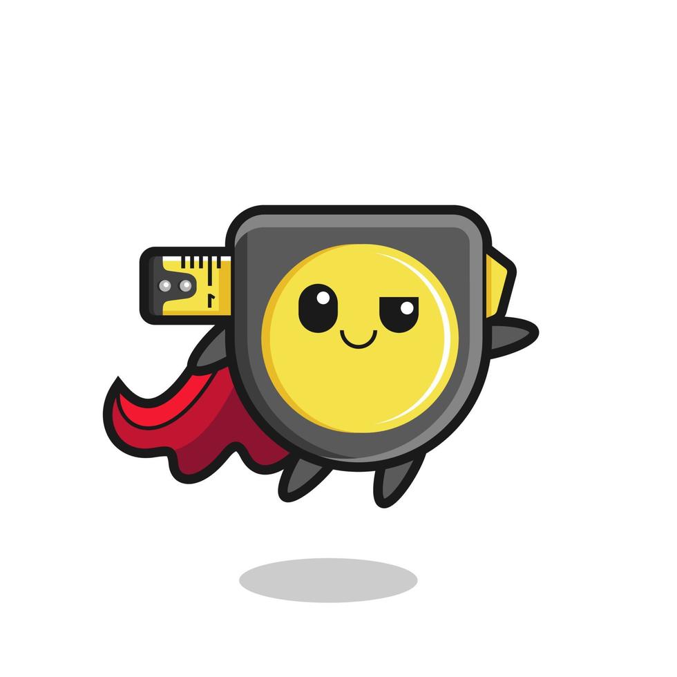 cute tape measure superhero character is flying vector