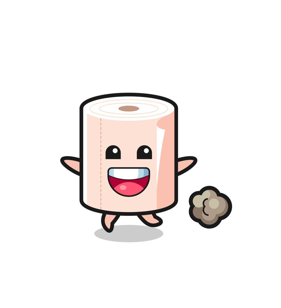 the happy tissue roll cartoon with running pose vector