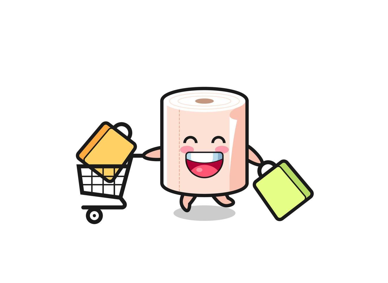 black Friday illustration with cute tissue roll mascot vector
