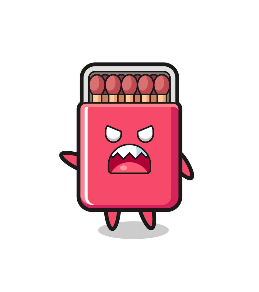cute matches box cartoon in a very angry pose vector