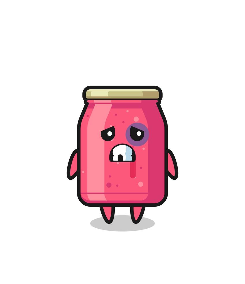 injured strawberry jam character with a bruised face vector