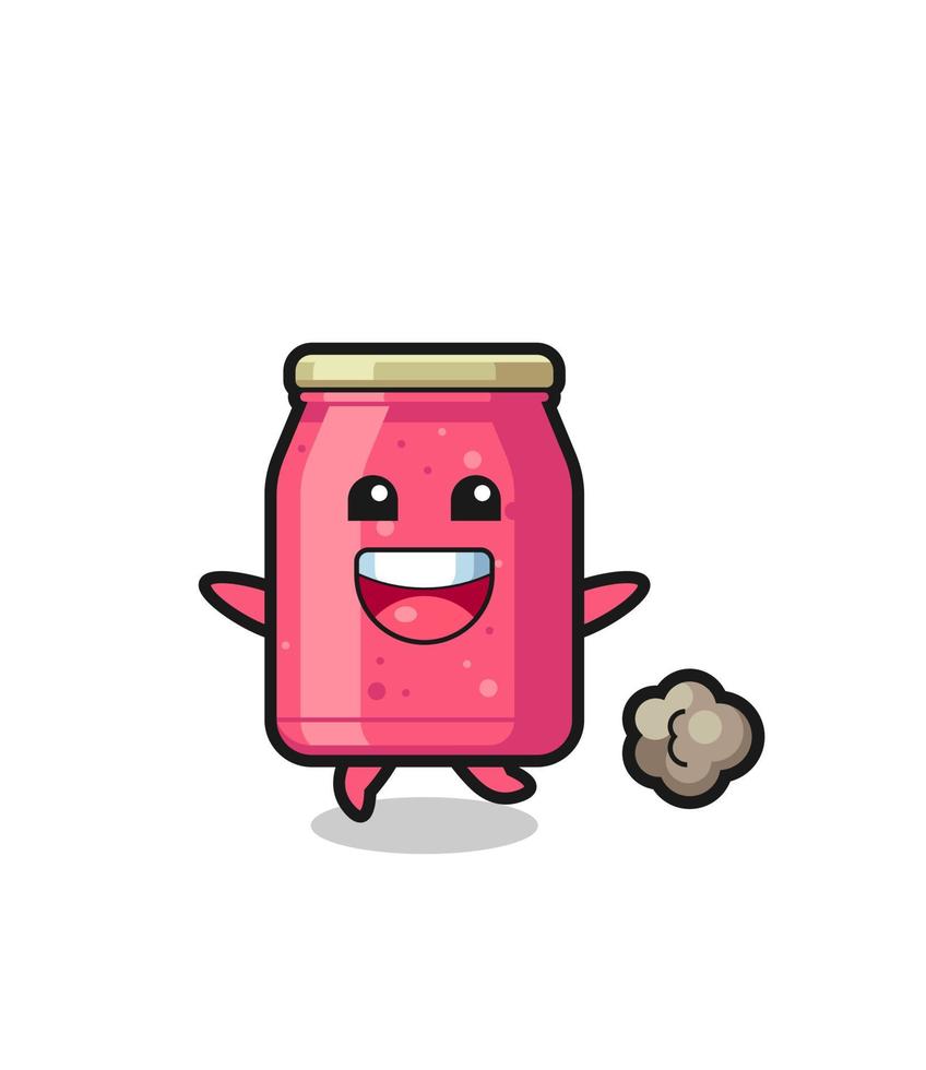 the happy strawberry jam cartoon with running pose vector