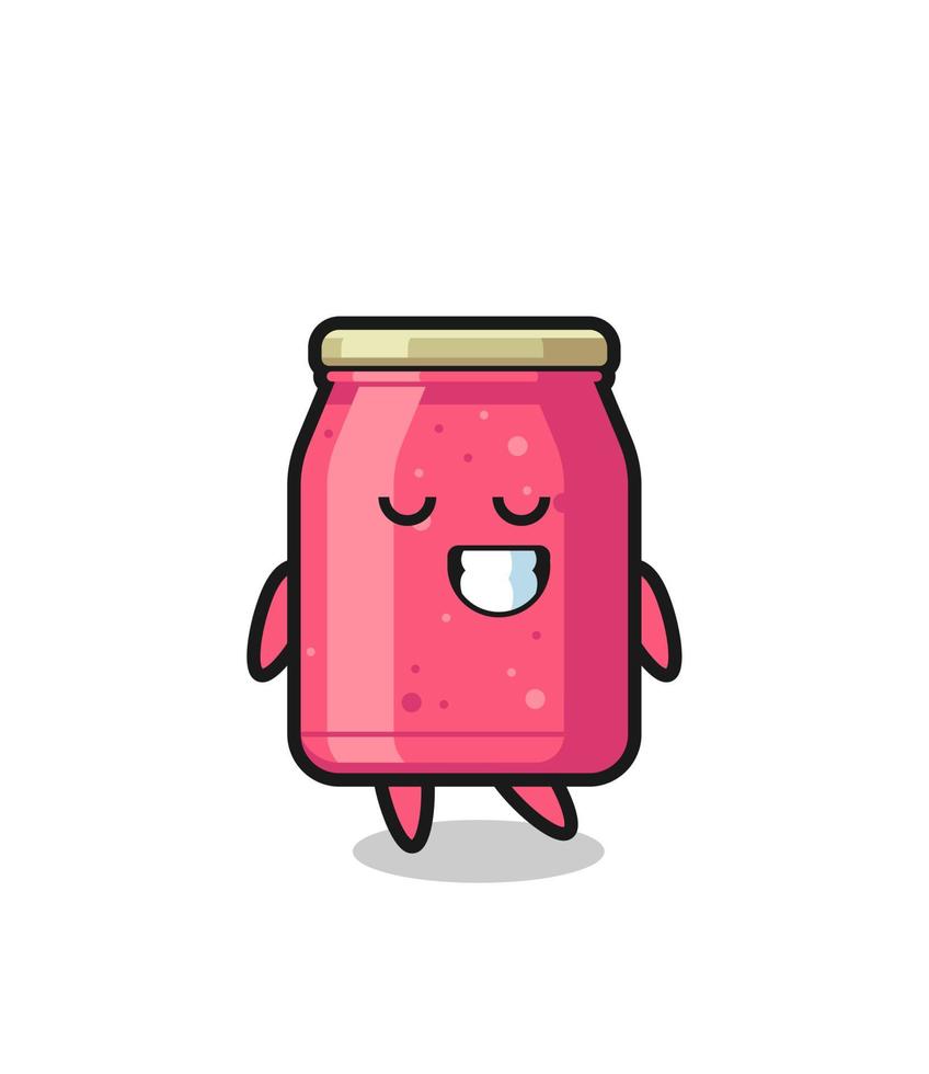 strawberry jam cartoon illustration with a shy expression vector