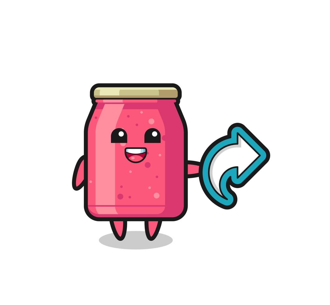 cute strawberry jam hold social media share symbol vector