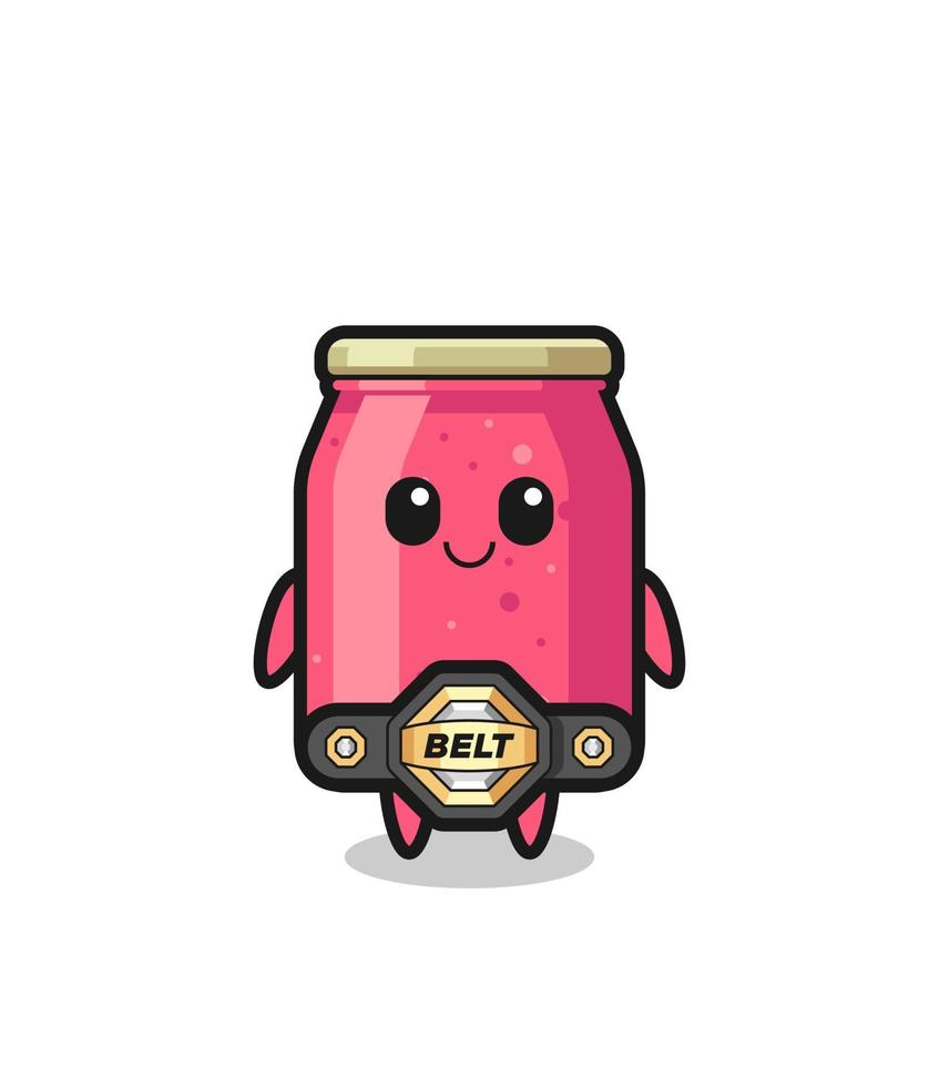 the MMA fighter strawberry jam mascot with a belt vector