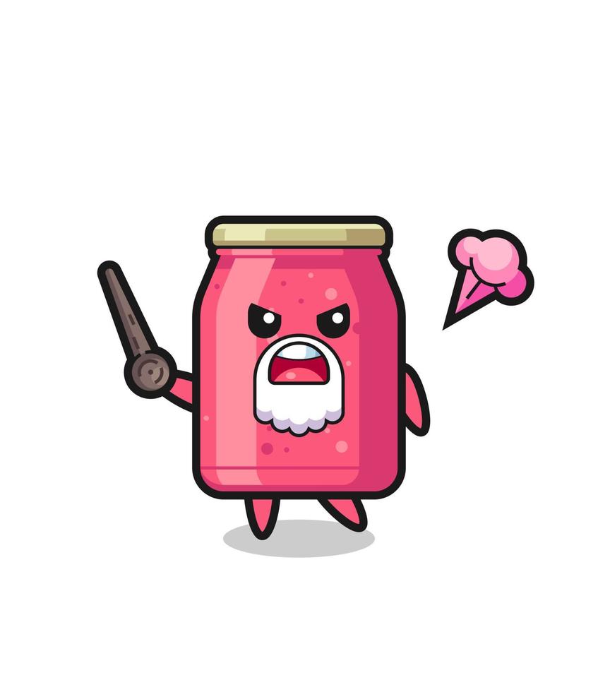 cute strawberry jam grandpa is getting angry vector