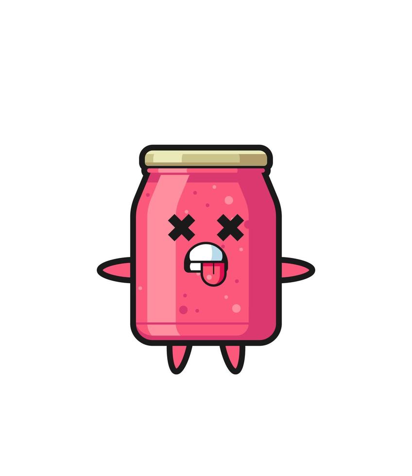 character of the cute strawberry jam with dead pose vector