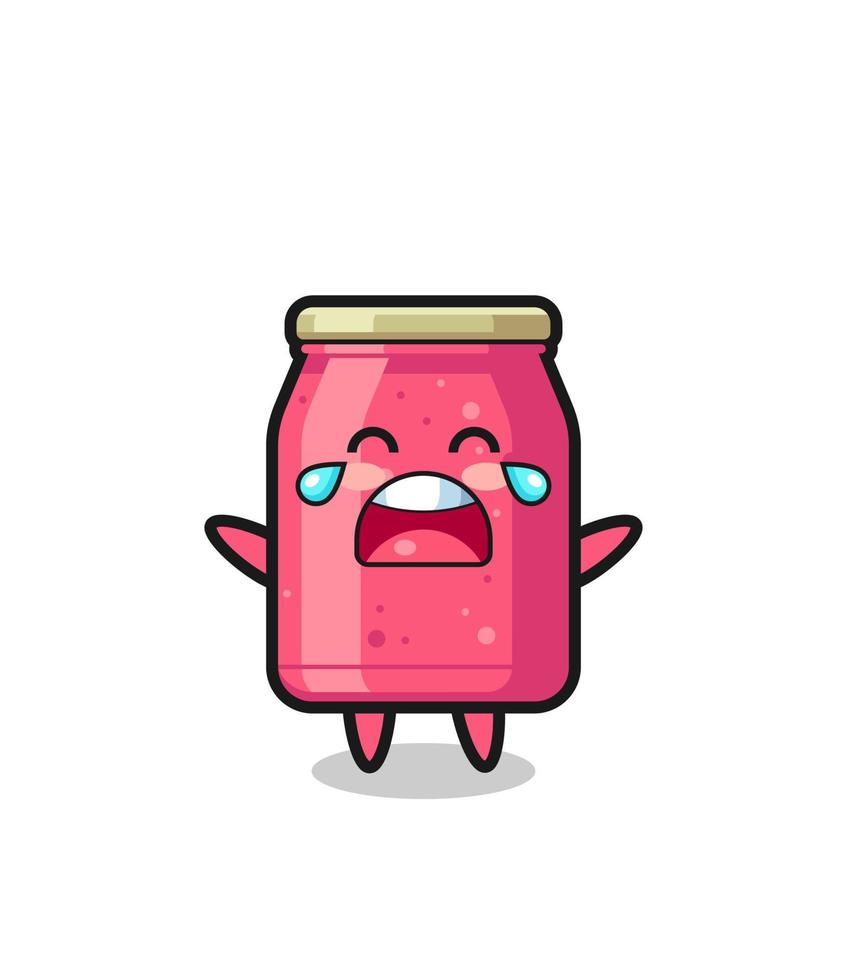 the illustration of crying strawberry jam cute baby vector