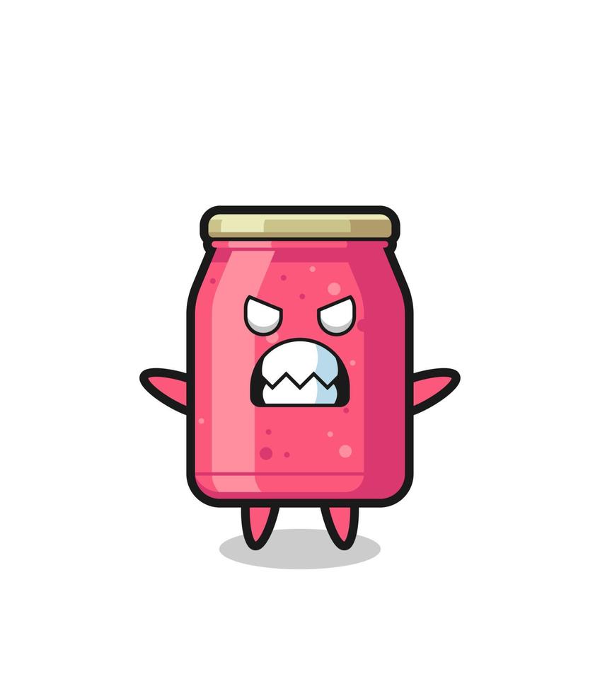 wrathful expression of the strawberry jam mascot character vector