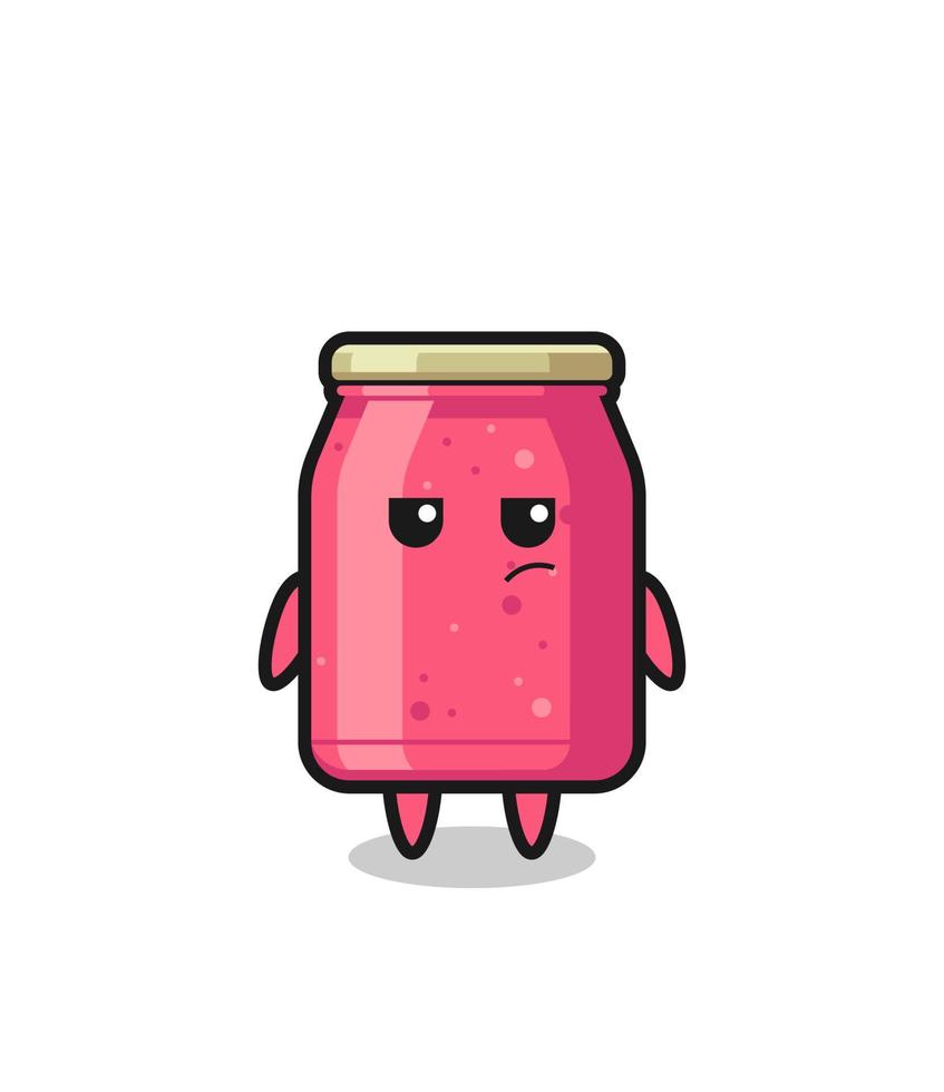 cute strawberry jam character with suspicious expression vector