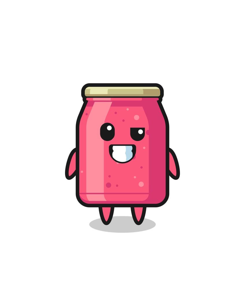 cute strawberry jam mascot with an optimistic face vector