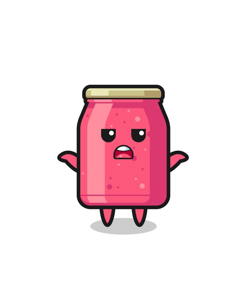 personaje de mascota de mermelada de fresa diciendo que no sé vector