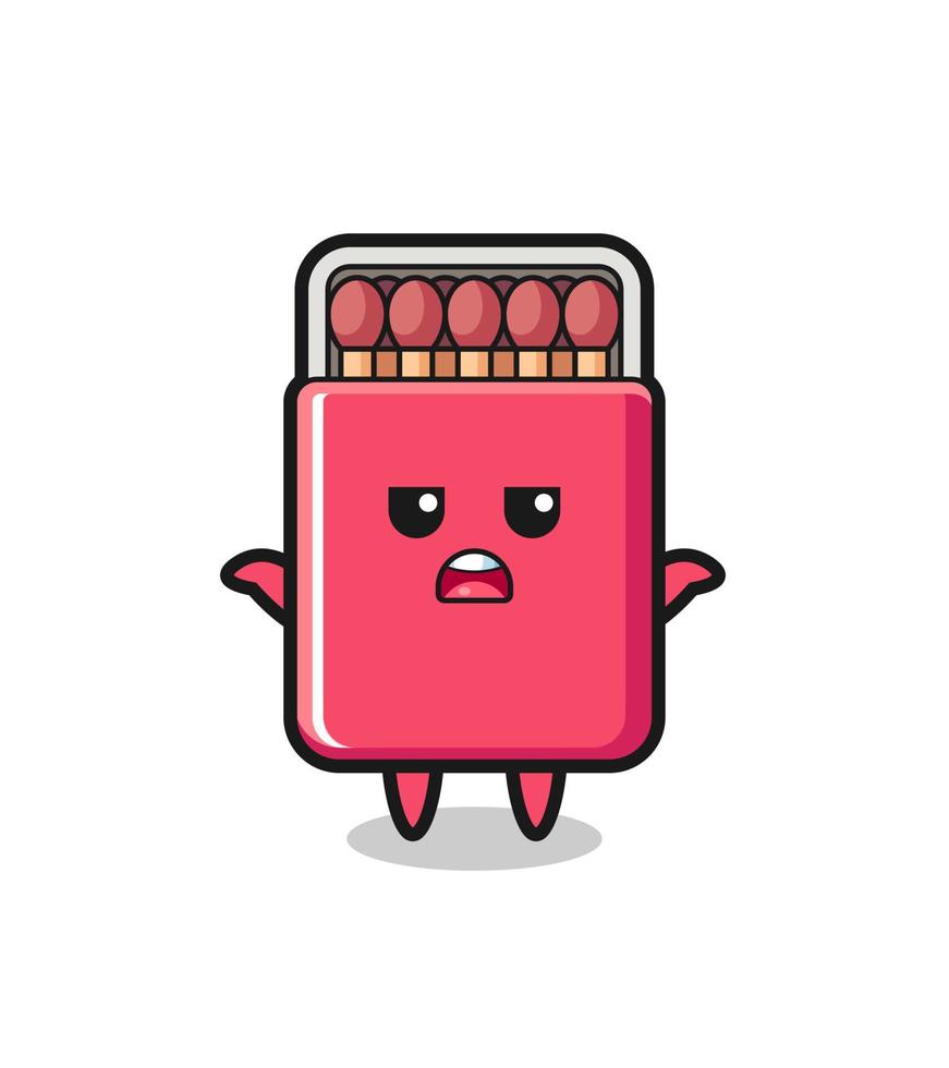 matches box mascot character saying I do not know vector