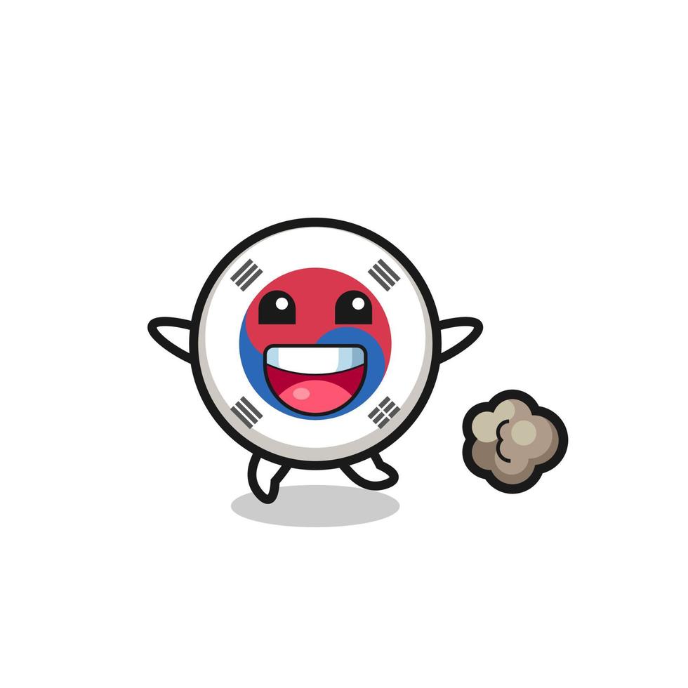 the happy south korea flag cartoon with running pose vector